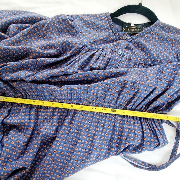 Vintage 1970s Calico Prairie Cottagecore Midi Dress - M - Picture 7 of 11